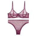 Sexy Lace Ultra-thin Bra Set for Women Mesh Transparent Lingerie French Underwire Push Up Brassiere and Panties Black Temptation
