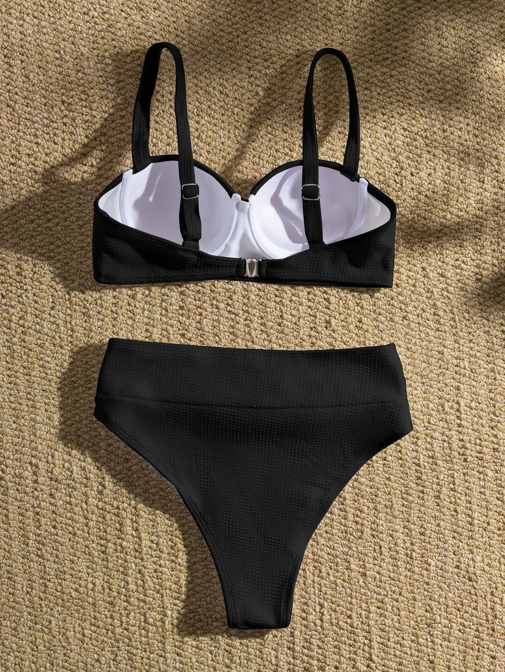Sexy Rhinestone Belt High Waist Bikinis Set 2025 Women Solid White Black Push Up Underwire Swimsuit Buckle Bathing Suit Swimwear