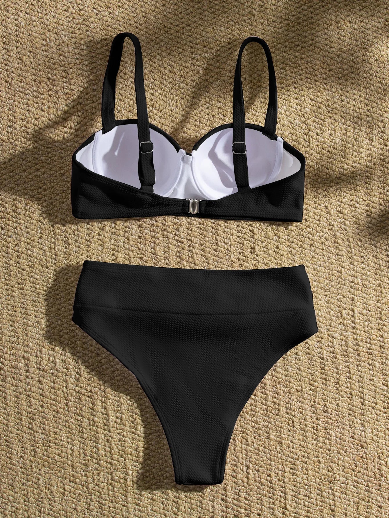 Sexy Rhinestone Belt High Waist Bikinis Set 2025 Women Solid White Black Push Up Underwire Swimsuit Buckle Bathing Suit Swimwear