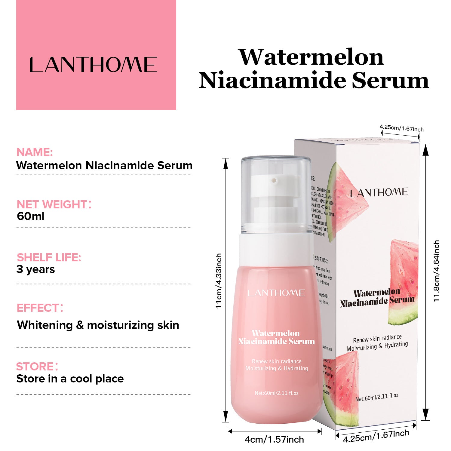 Watermelon Glow Niacinamide Moisturizing Face Pre-Treatment,Moisturizing Serum,Skin Makeup Lightweight Moisturizing Pre-treatmen