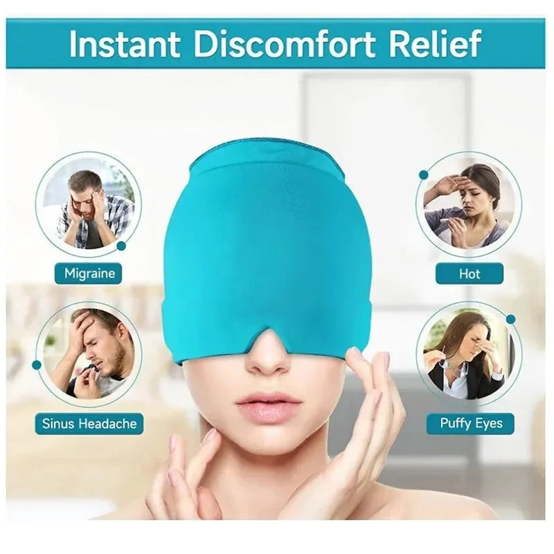 1pcs migraine relief headgear relief cap gel ice cap single layer headgear ice pack headgear relief stretchable compression head