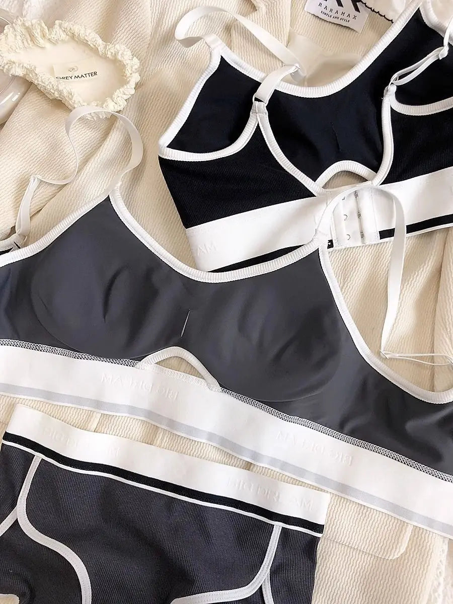 Cotton Bra Set Women Comfort Seamless Underwear Female Push Up Bra Low Waist Thong Panties Casual Sports Lingerie Intimates