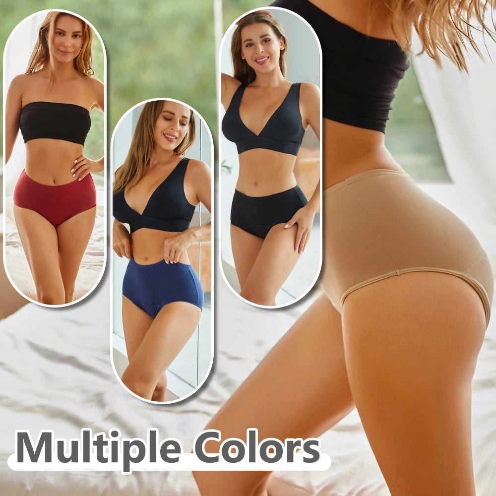 3Pcs/Set Cotton High Waist Physiological Panties For Women Solid Color Leakproof Breathable Underwear Menstrual Period Lingerie