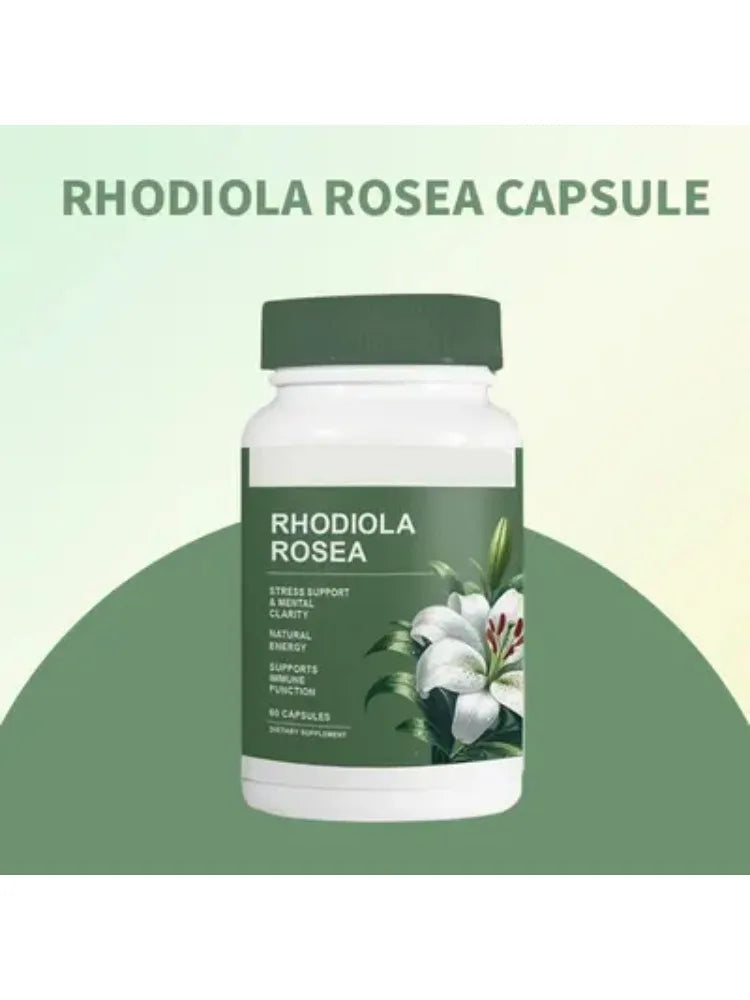 500mg Rhodiola Rosea Capsules Natural Herbaceous Plants Supplement for Daily Stress Support & Energy Balance 60pieces Per Bottle