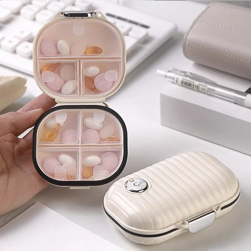 1 PCS Portable Mini waterproof 7-day pill storage box Pill  medicine organizer Sealed Storage Box Sealed Moisture-proof Design