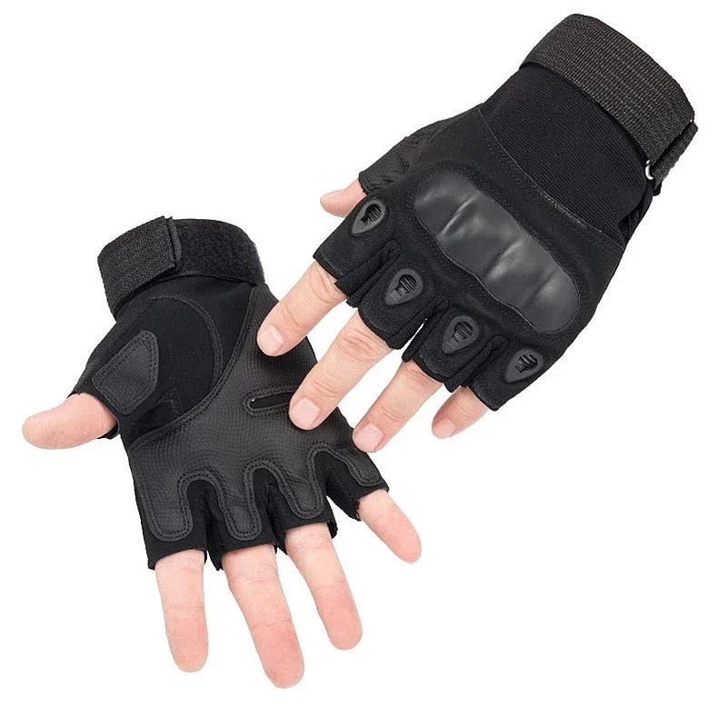Tactical Hard Knuckle Half finger Gloves Men's Combat Hunting Shooting Paintball Duty - Fingerless