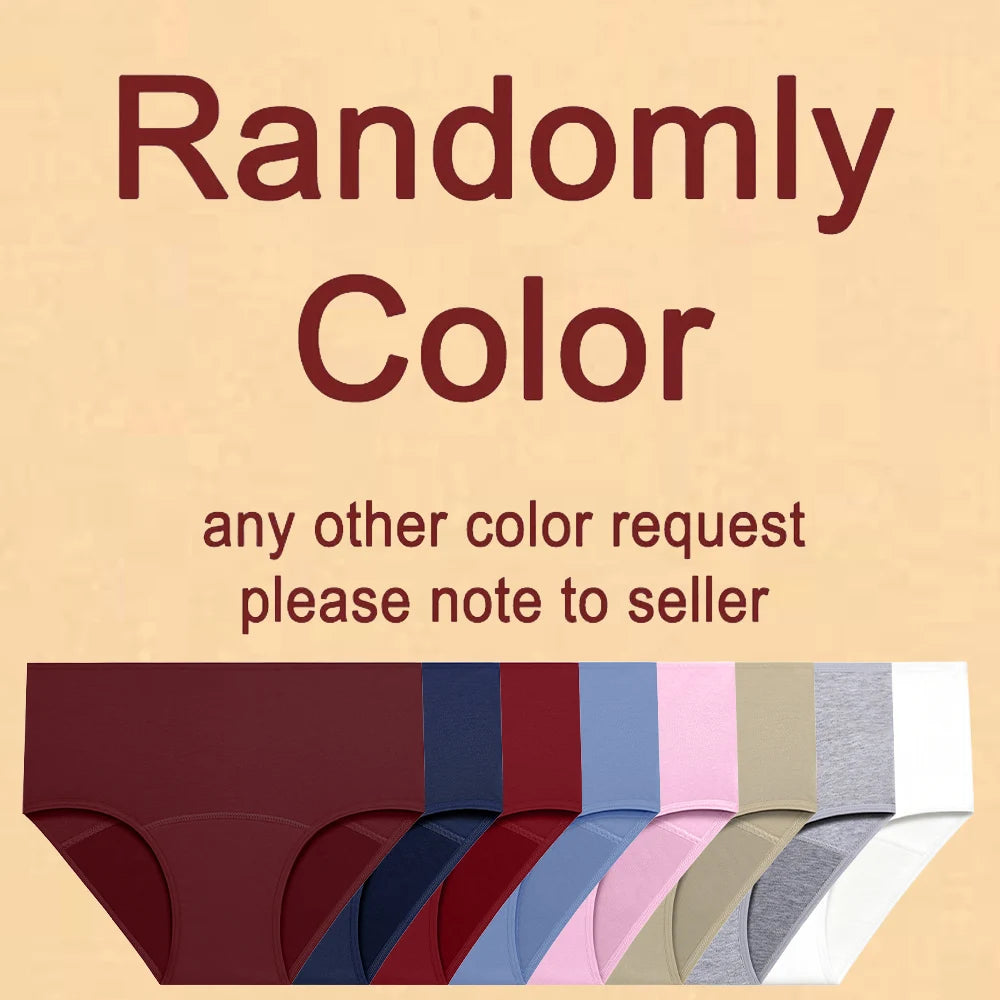 3Pcs/Set Cotton High Waist Physiological Panties For Women Solid Color Leakproof Breathable Underwear Menstrual Period Lingerie