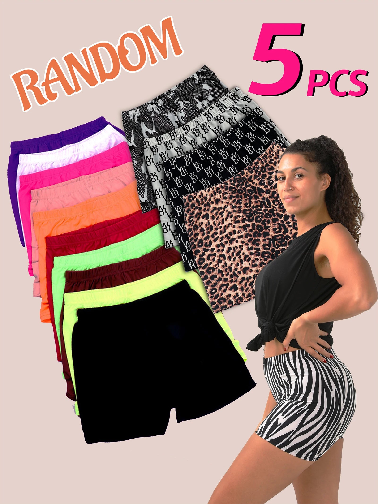 Random 5colors Women Summer Biker Shorts, Lady Stretchy Short Leggings Mix Colors by Random Shorts for Women