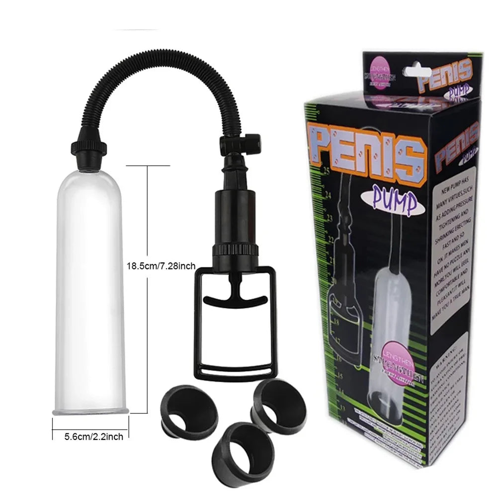 1pc penis vacuum pump manual penis extend pump pressure device adult male toys with suction sleeves Manual Penis Pump For Adults