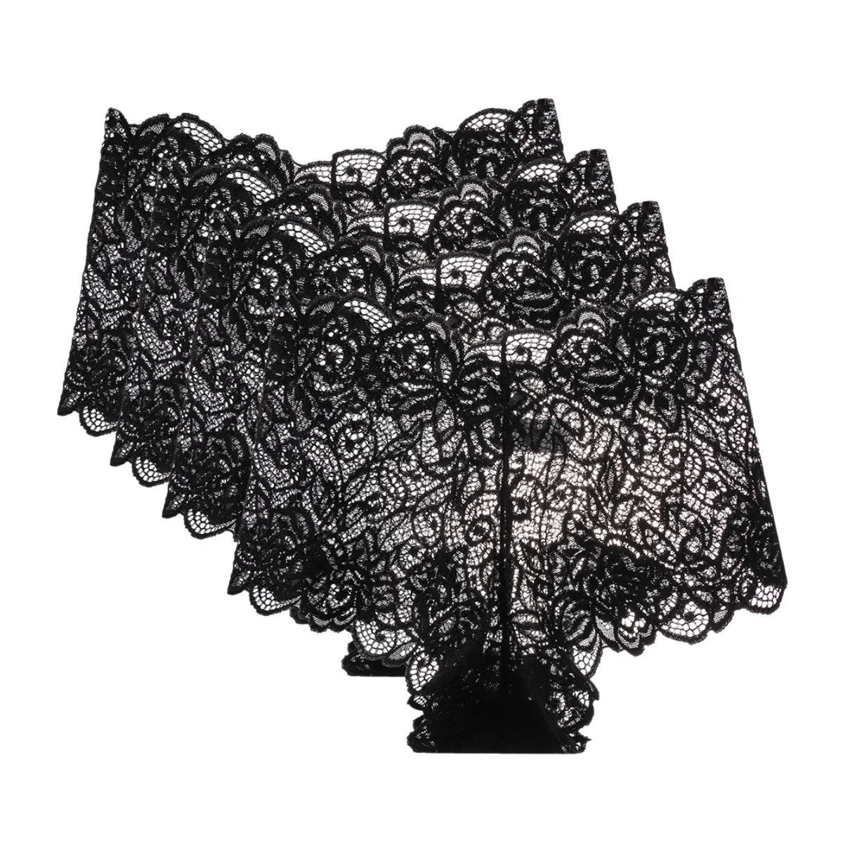 4Pcs/Set Floral Lace Panties Women Sexy Boyshorts Solid Color Underwear Female Low Waist Boyshort Breathable Lingerie S-XXL