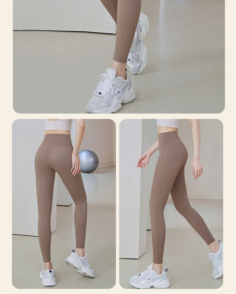 Woman Skinny Sexy Open Crotch Leggings Couple Outdoor Sport Crotchless Panties Booty Lifting Pants with Hidden Zipper Trousers