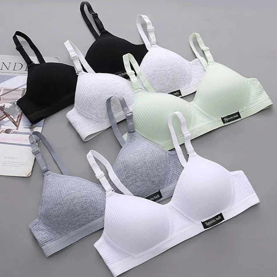 Cotton Women's AB Cup Bra Underwear Wireless Gathering Comfortable V-Bra Women's Upward Push Underwear
