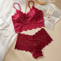 ALLTOOALL Women Sexy Lace Bras Suit Hollow Out Flower Lace Underwear Sets Beautiful Back Tops Panties 2PCS Intimate Set