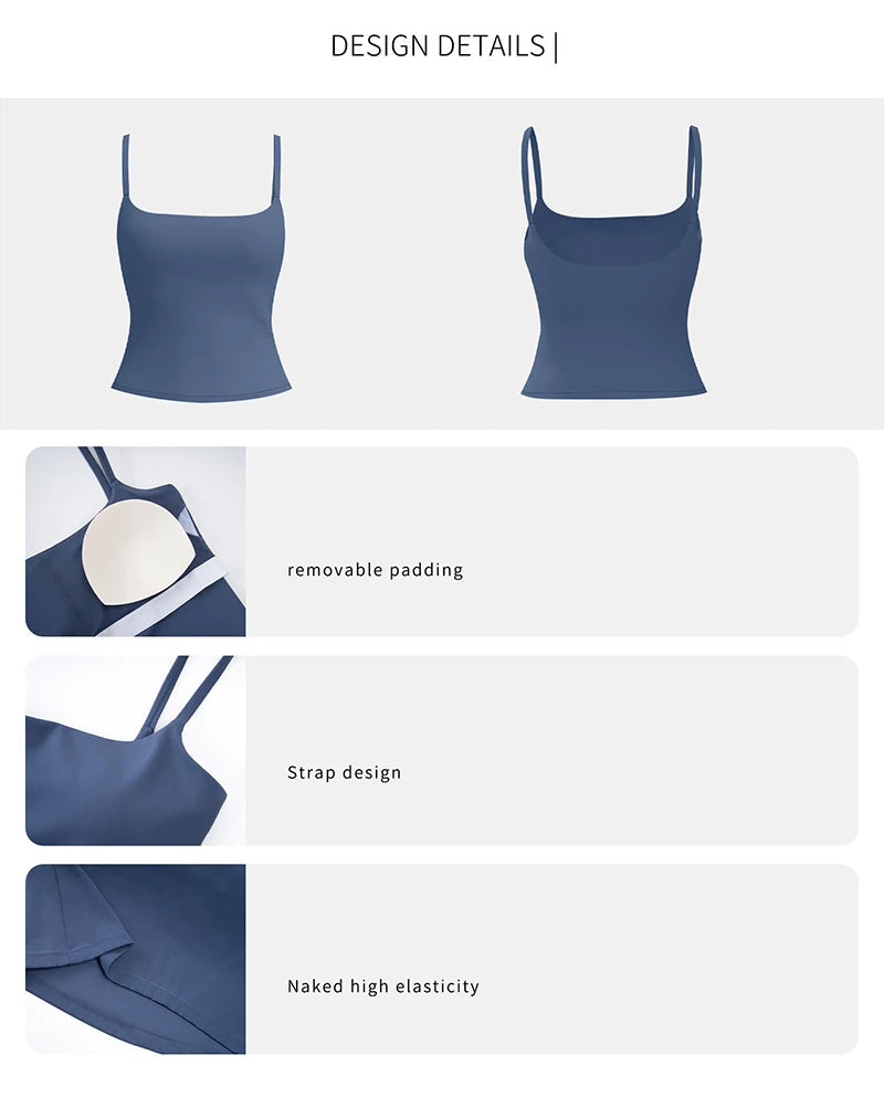 WAREBALL SoftMotion Strappy Mid Vest Women Gym Tank Top Naked-feel Workout Fitness Pilates Running Camisole