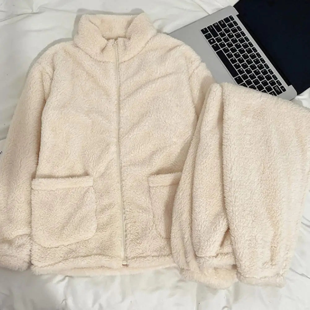 Women Pajama Set Thickened Coral Fleece Pijama Night Suits Warm Plush Pajama Loung Sleepwear Autumn Winter Soft Warm Sleepwear
