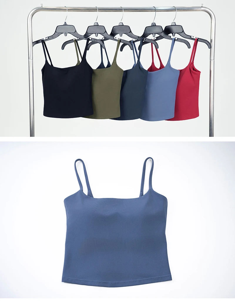 WAREBALL SoftMotion Strappy Mid Vest Women Gym Tank Top Naked-feel Workout Fitness Pilates Running Camisole