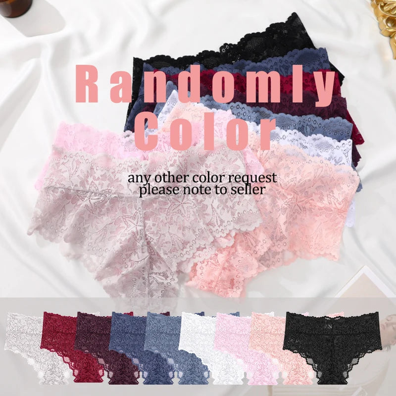 6pcs/SET Women Sexy Lace Splicing Panties High Waist Plus Size Seamless Briefs Hollow Comfortable And Breathable Lingerie S-XXL