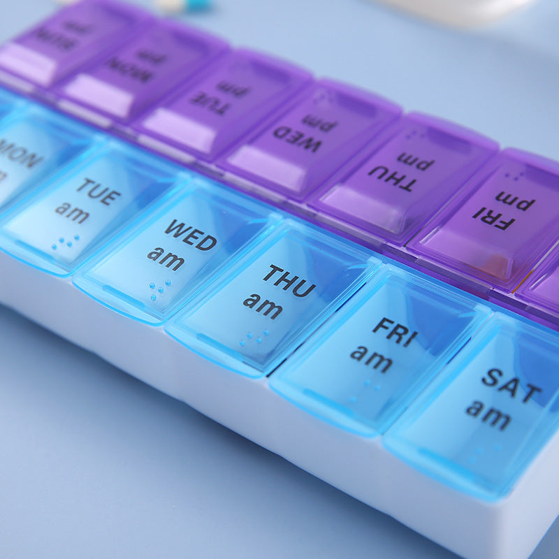 Weekly Pill Box Organizer Cases Portable Pillbox 7 Days 14 Grids Pills Container Storage Tablets Vitamins Medicine Fish Oils