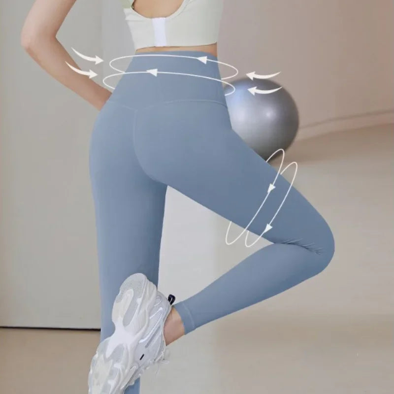 Woman Skinny Sexy Open Crotch Leggings Couple Outdoor Sport Crotchless Panties Booty Lifting Pants with Hidden Zipper Trousers