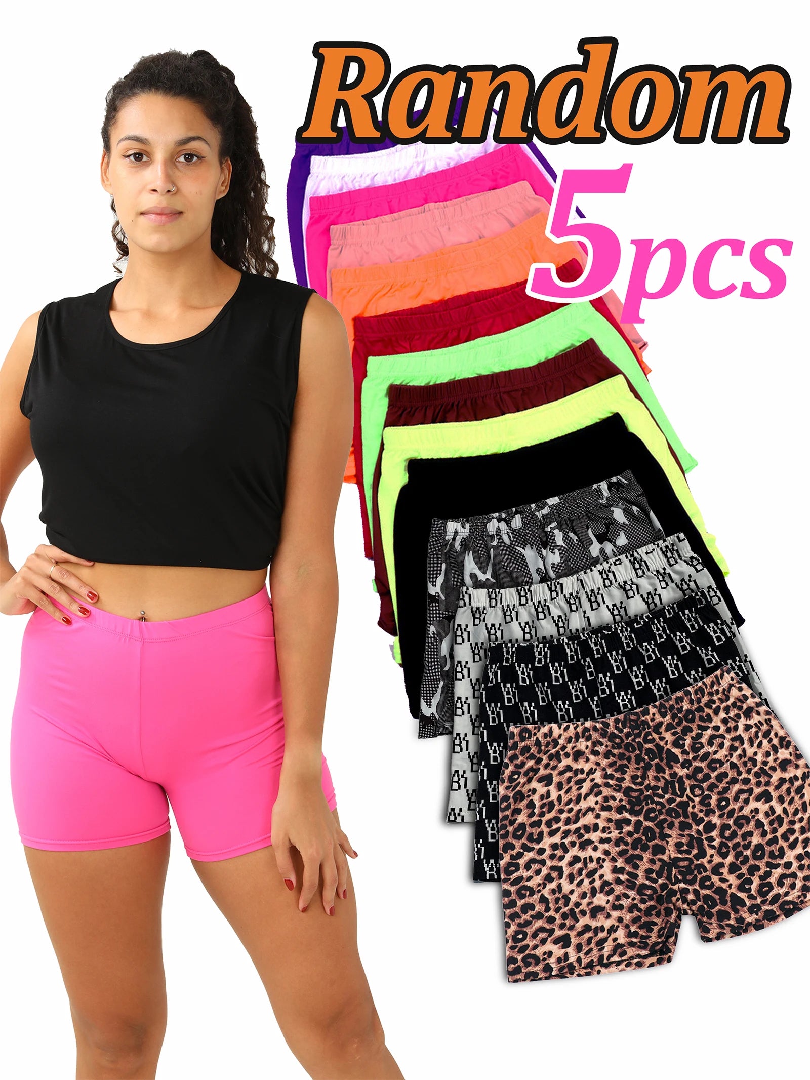 Random 5colors Women Summer Biker Shorts, Lady Stretchy Short Leggings Mix Colors by Random Shorts for Women