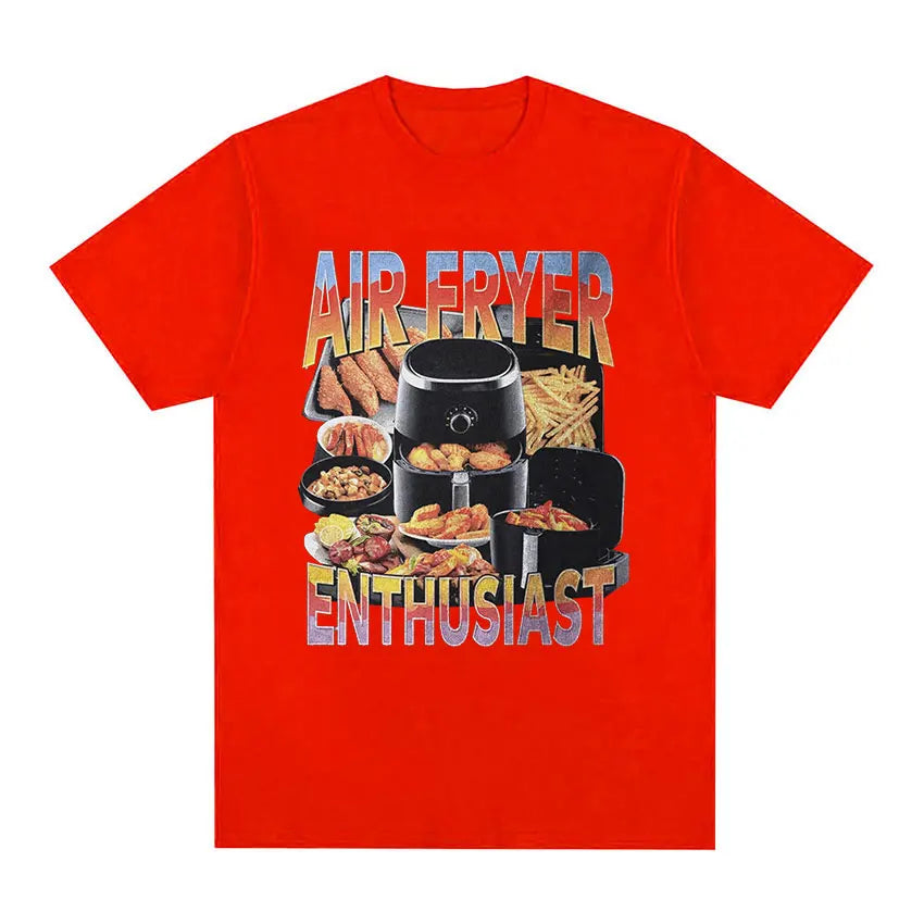 Air Fryer Enthusiast Funny Cooking Lover TShirts Men Women summer O-Neck short sleeve T-shirt fashion High Quality Cotton TShirt