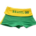 Gothic Women's Green Shorts Brazil Embroidery Casual Wide Leg Pants Patchwork Elastic Waist Biker Shorts Y2k Clothes 2024 Summer