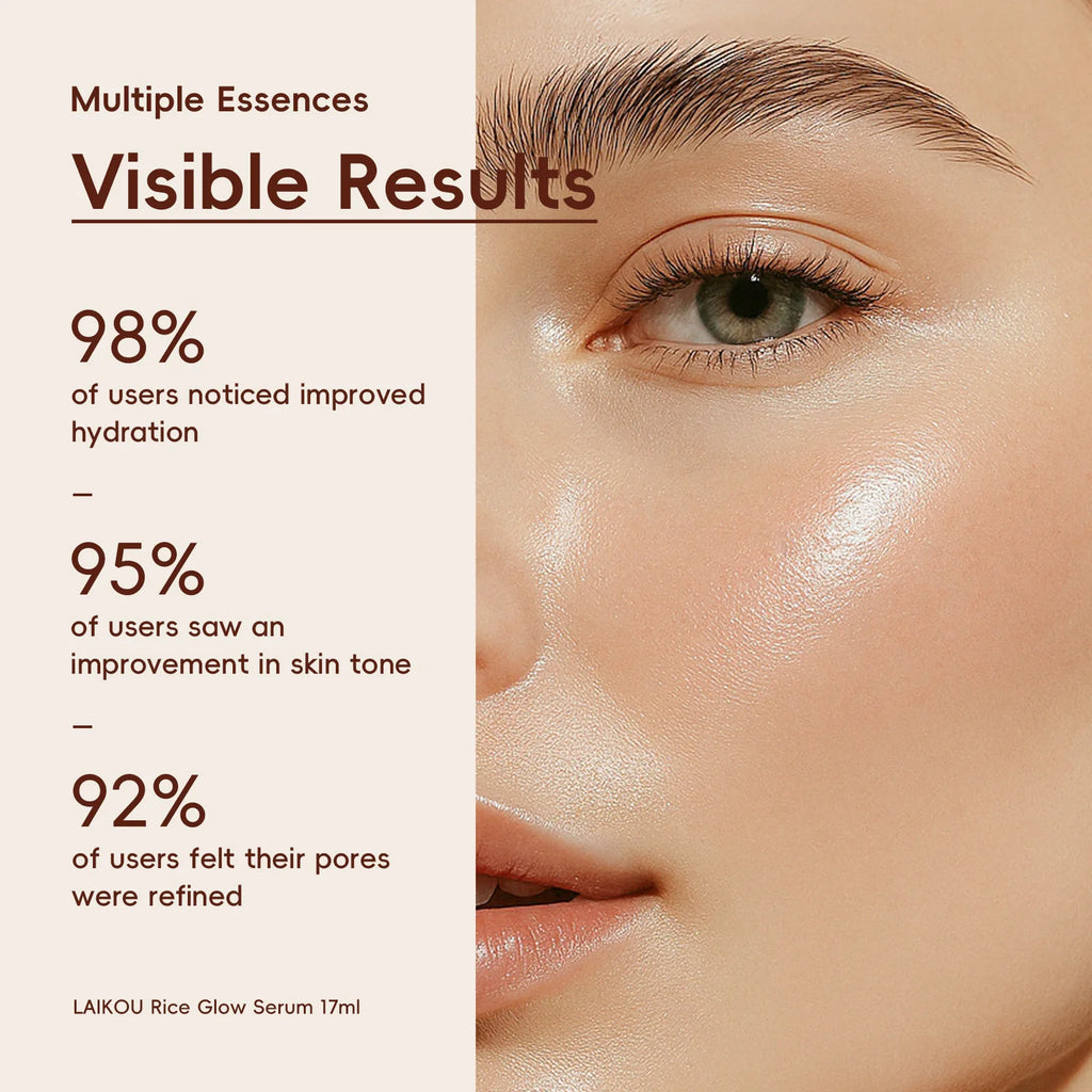 Rice Glow Facial Essence 17ml Hydrating Moisturizer Nourishes Brightens Skin Tone Natural Extract Serum Sensitive Skin
