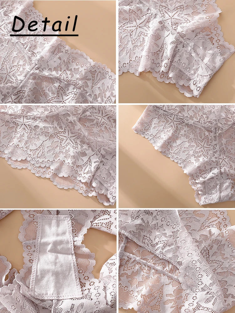 6pcs/SET Women Sexy Lace Splicing Panties High Waist Plus Size Seamless Briefs Hollow Comfortable And Breathable Lingerie S-XXL