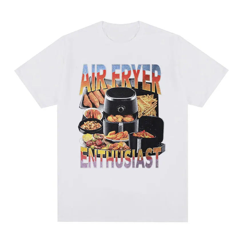 Air Fryer Enthusiast Funny Cooking Lover TShirts Men Women summer O-Neck short sleeve T-shirt fashion High Quality Cotton TShirt