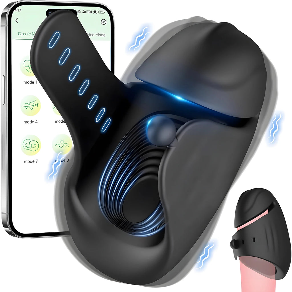 Male Penis Trainer Cock Ring Vibrator Masturbators Stroker Toys with Penis Rings for 18+ Men Erection APP Control Glans Massage