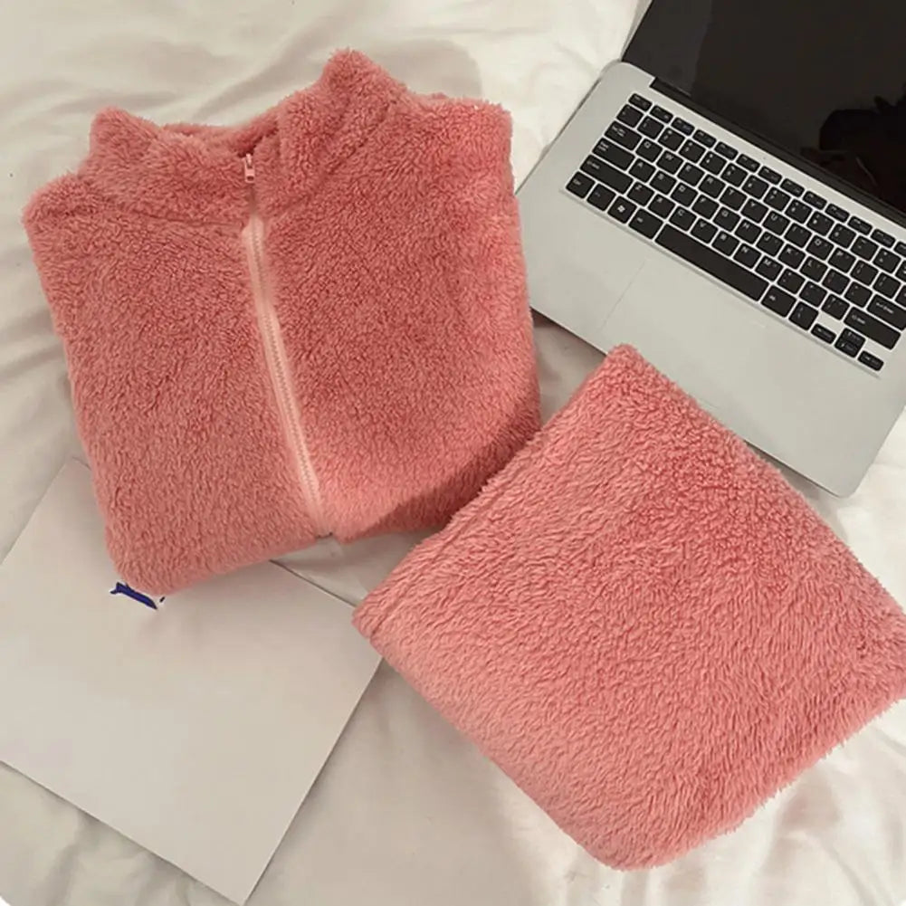 Women Pajama Set Thickened Coral Fleece Pijama Night Suits Warm Plush Pajama Loung Sleepwear Autumn Winter Soft Warm Sleepwear