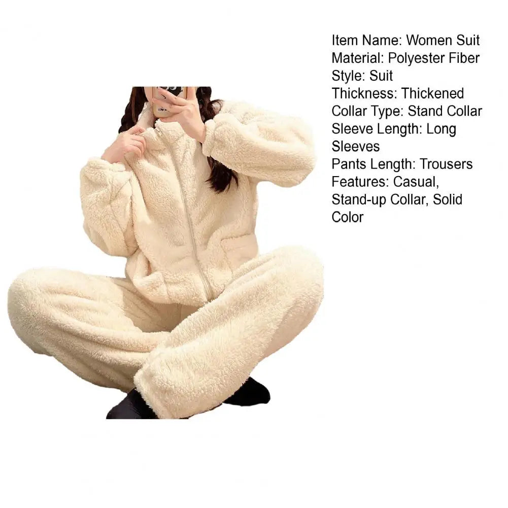 Women Pajama Set Thickened Coral Fleece Pijama Night Suits Warm Plush Pajama Loung Sleepwear Autumn Winter Soft Warm Sleepwear
