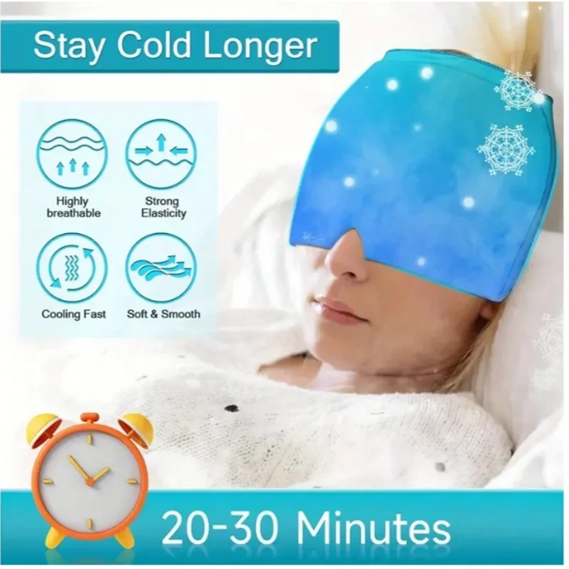 1pcs migraine relief headgear relief cap gel ice cap single layer headgear ice pack headgear relief stretchable compression head