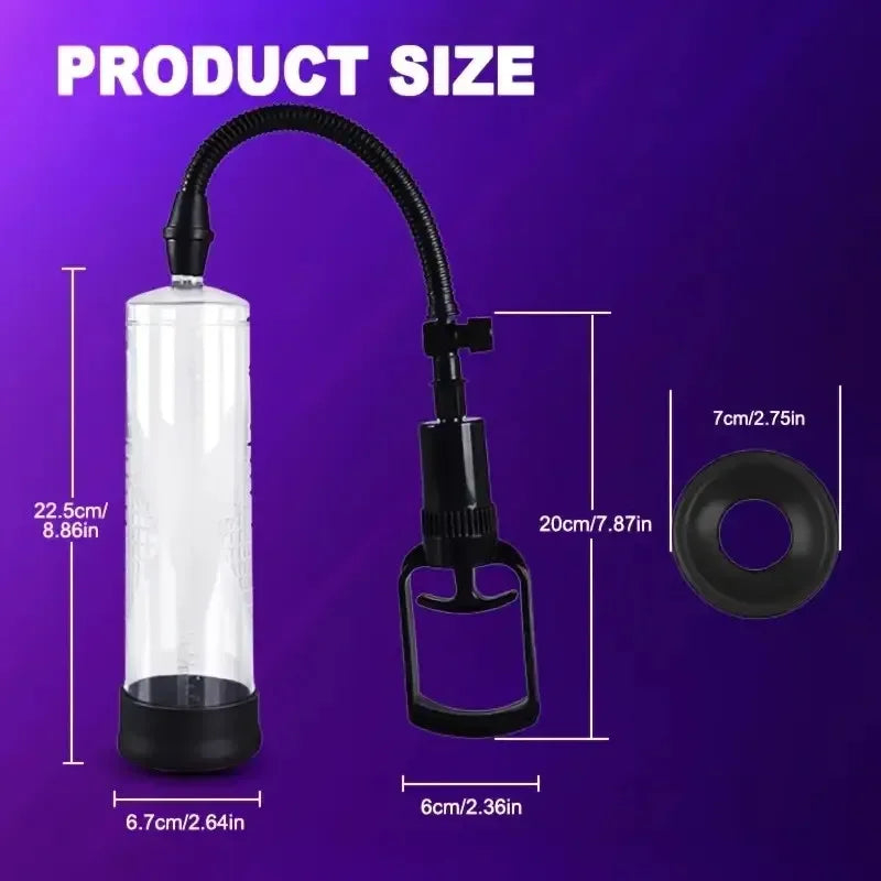 1pc penis vacuum pump manual penis extend pump pressure device adult male toys with suction sleeves Manual Penis Pump For Adults