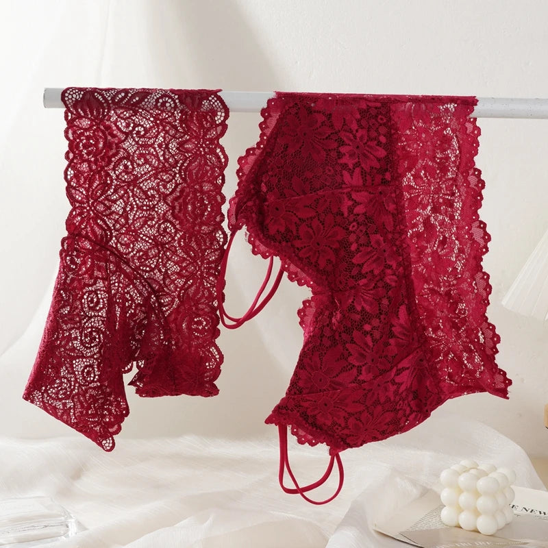 ALLTOOALL Women Sexy Lace Bras Suit Hollow Out Flower Lace Underwear Sets Beautiful Back Tops Panties 2PCS Intimate Set