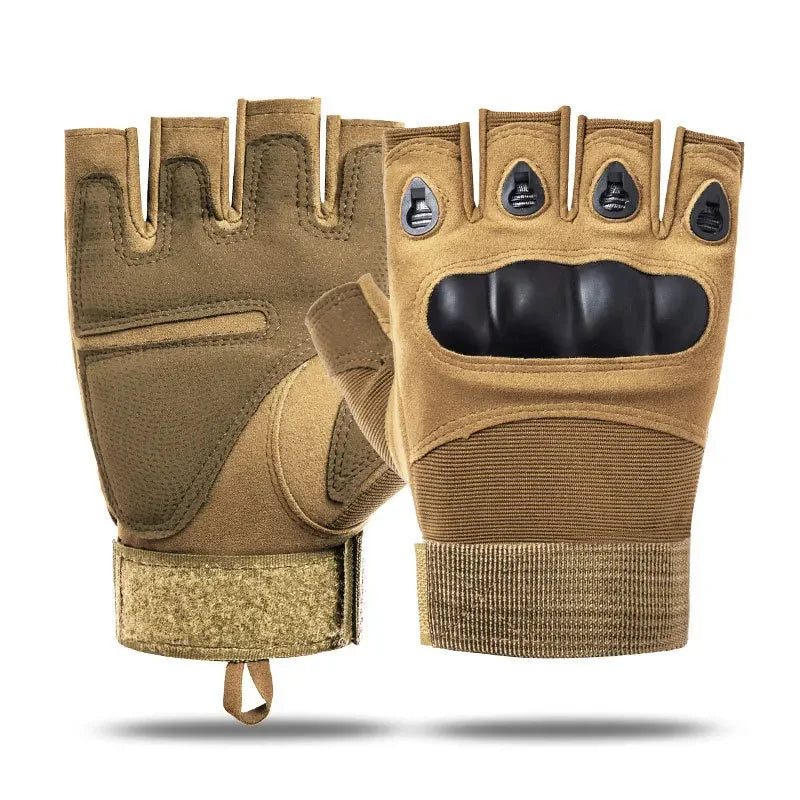Tactical Hard Knuckle Half finger Gloves Men's Combat Hunting Shooting Paintball Duty - Fingerless