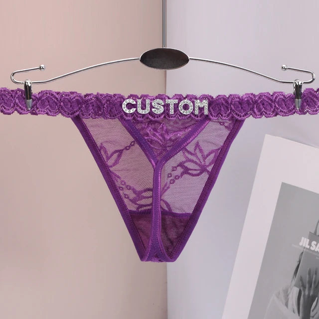 Custom Name Thong G-String Bikini Underwear Very Sexy Personalized Lingerie for Women Hot Wife Customized Letters Sexy Panties