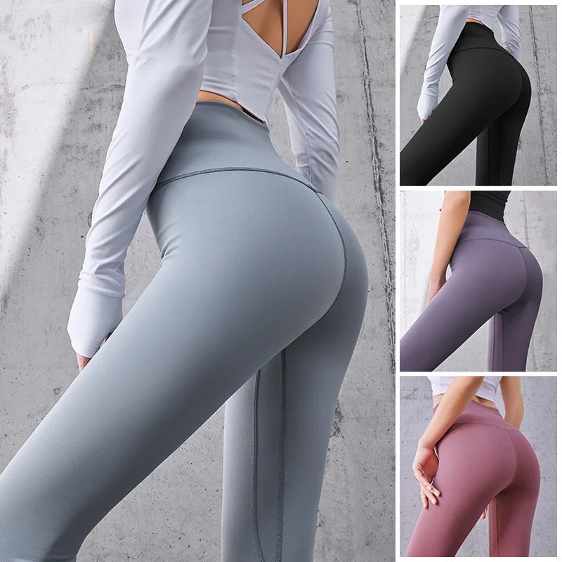 Woman Skinny Sexy Open Crotch Leggings Couple Outdoor Sport Crotchless Panties Booty Lifting Pants with Hidden Zipper Trousers