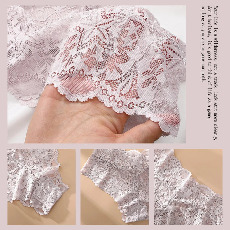 6pcs/SET Women Sexy Lace Splicing Panties High Waist Plus Size Seamless Briefs Hollow Comfortable And Breathable Lingerie S-XXL