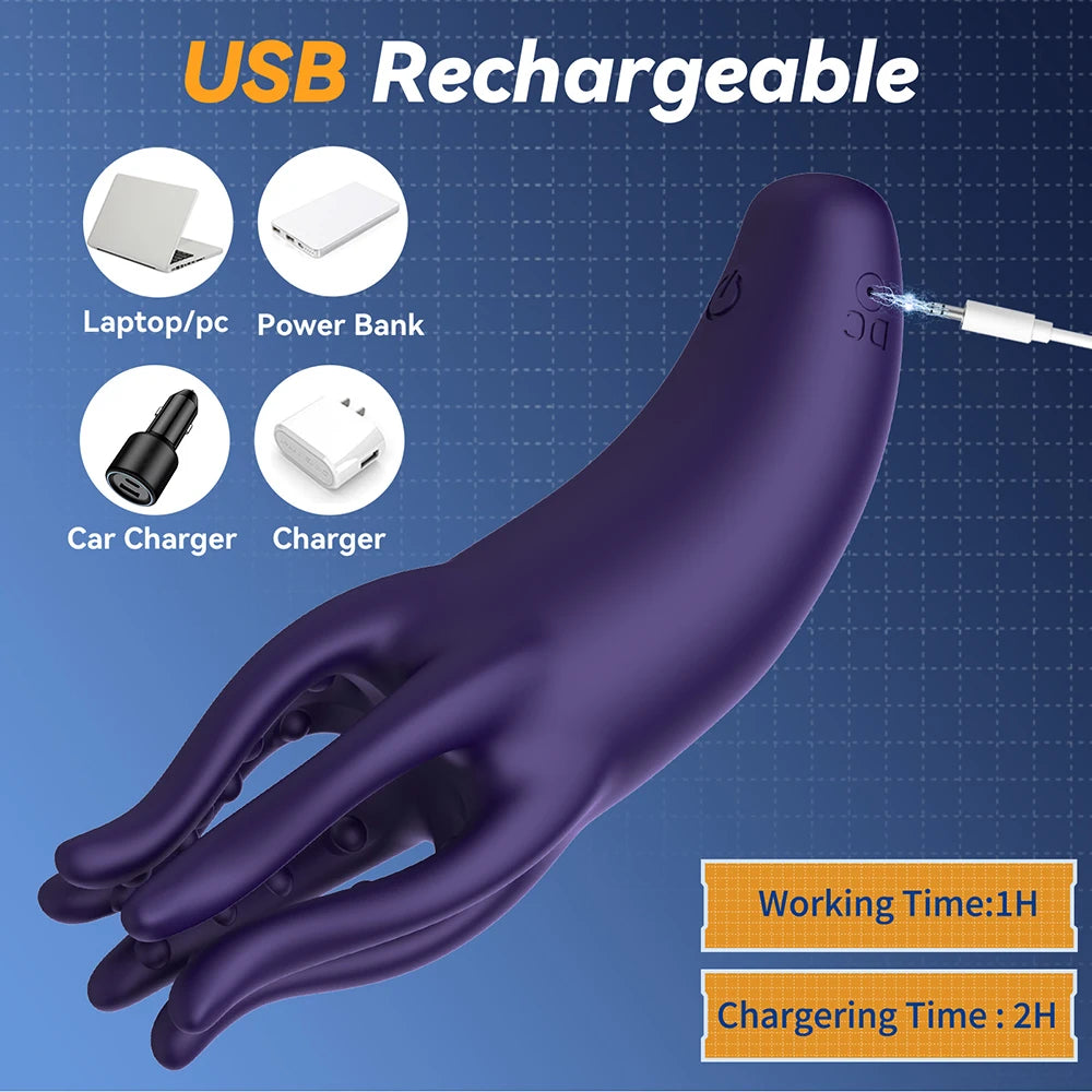 Glans Trainer for Men Powerful Vibrating Penis G Spot Masturbator Soft Fingertip Prolong Endurance Massage Vibrator Erotic Toys