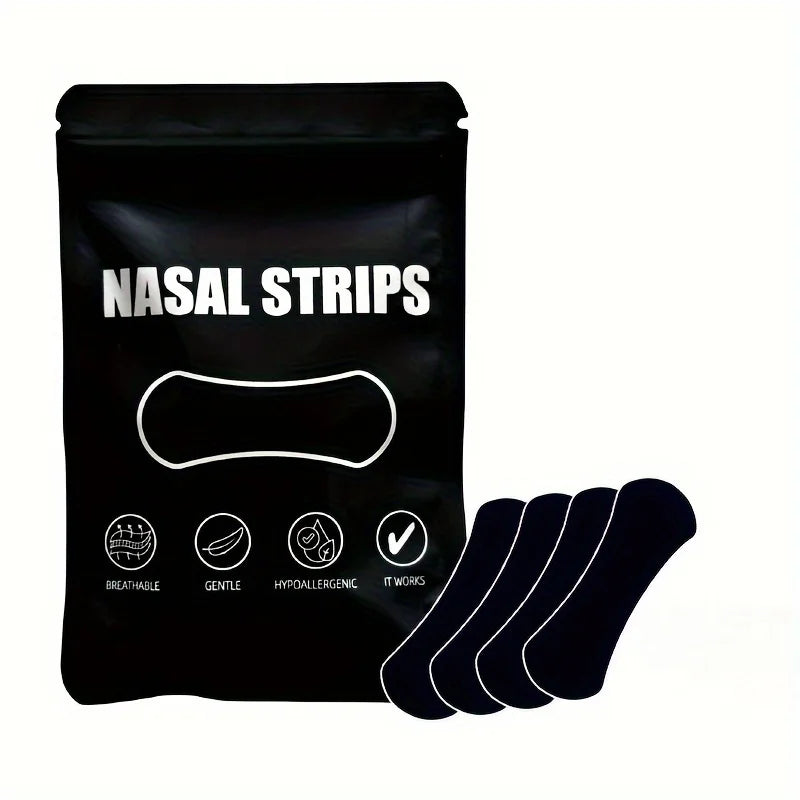 100pcs Better Breathing Nose Breathing Strips For Better Sleep Anti Snoring Breathe Well Nasal Strips Black Oval Nose Patches