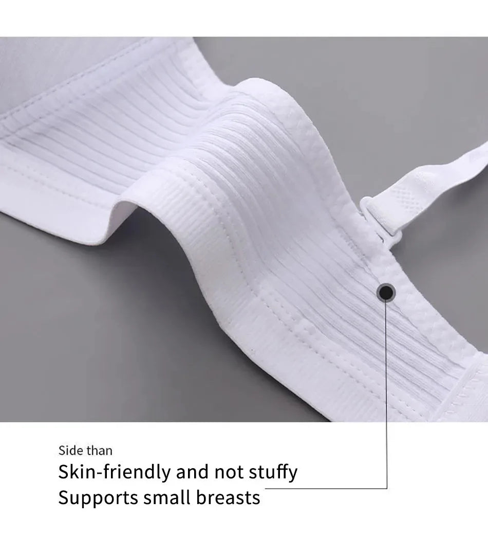 Cotton Women's AB Cup Bra Underwear Wireless Gathering Comfortable V-Bra Women's Upward Push Underwear