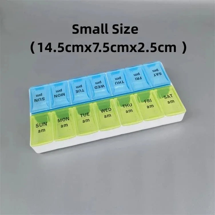 Weekly Pill Box Organizer Cases Portable Pillbox 7 Days 14 Grids Pills Container Storage Tablets Vitamins Medicine Fish Oils