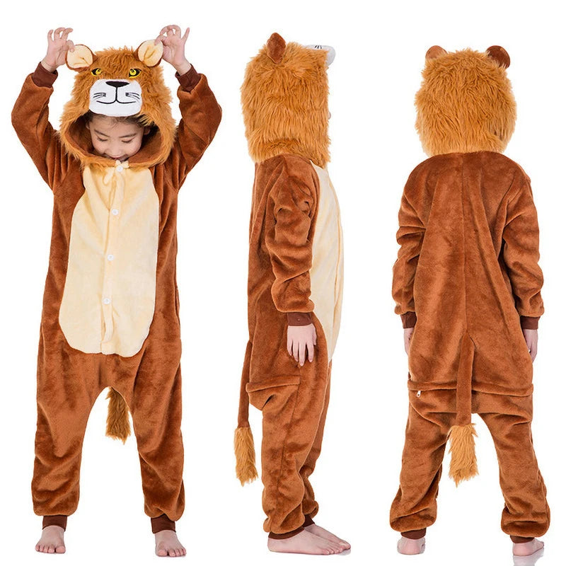 Animal Onesies Kigurumi Unicorn Pajamas Set Women Winter Overall Flannel Cartoon Cosplay Sleepwear Jumpsuit Men Homewear Pijama