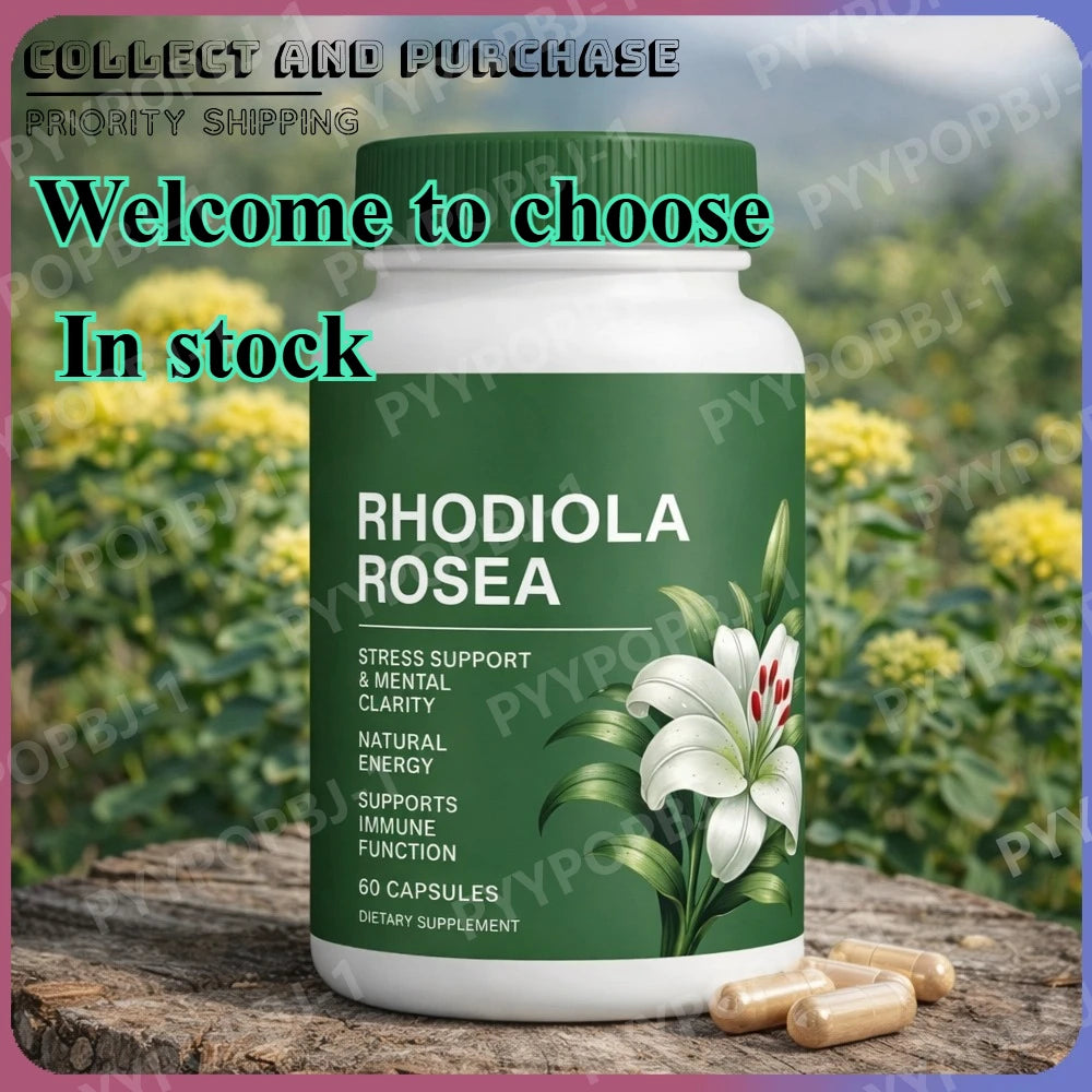 500mg Rhodiola Rosea Capsules Natural Herbaceous Plants Supplement for Daily Stress Support & Energy Balance 60pieces Per Bottle