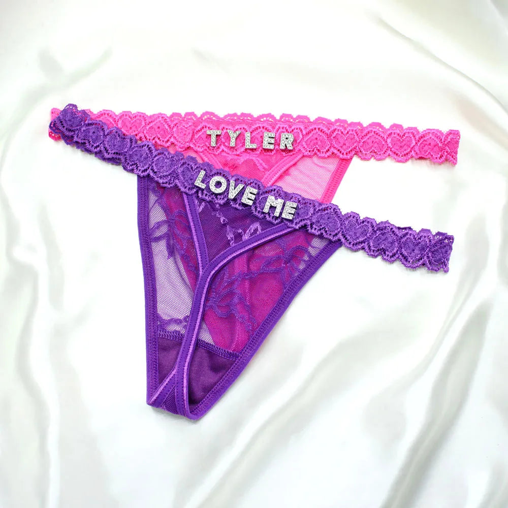 Custom Name Thong G-String Bikini Underwear Very Sexy Personalized Lingerie for Women Hot Wife Customized Letters Sexy Panties