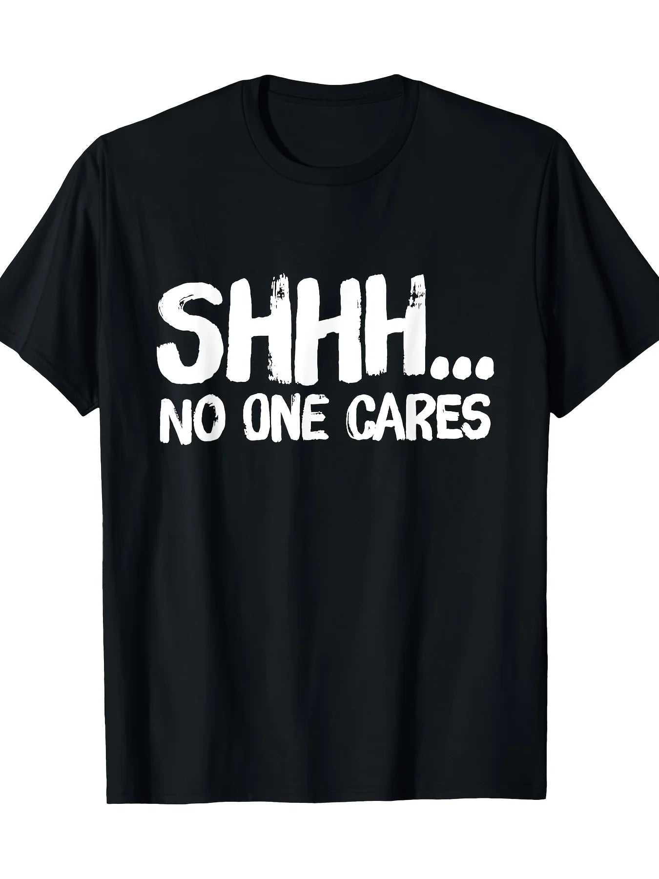 Women‘s’ Funny Sarcastic Shh No One Cares Graphic Printed T-Shirt Casual Streetwear Tee Fit Round Neck Soft Clothing