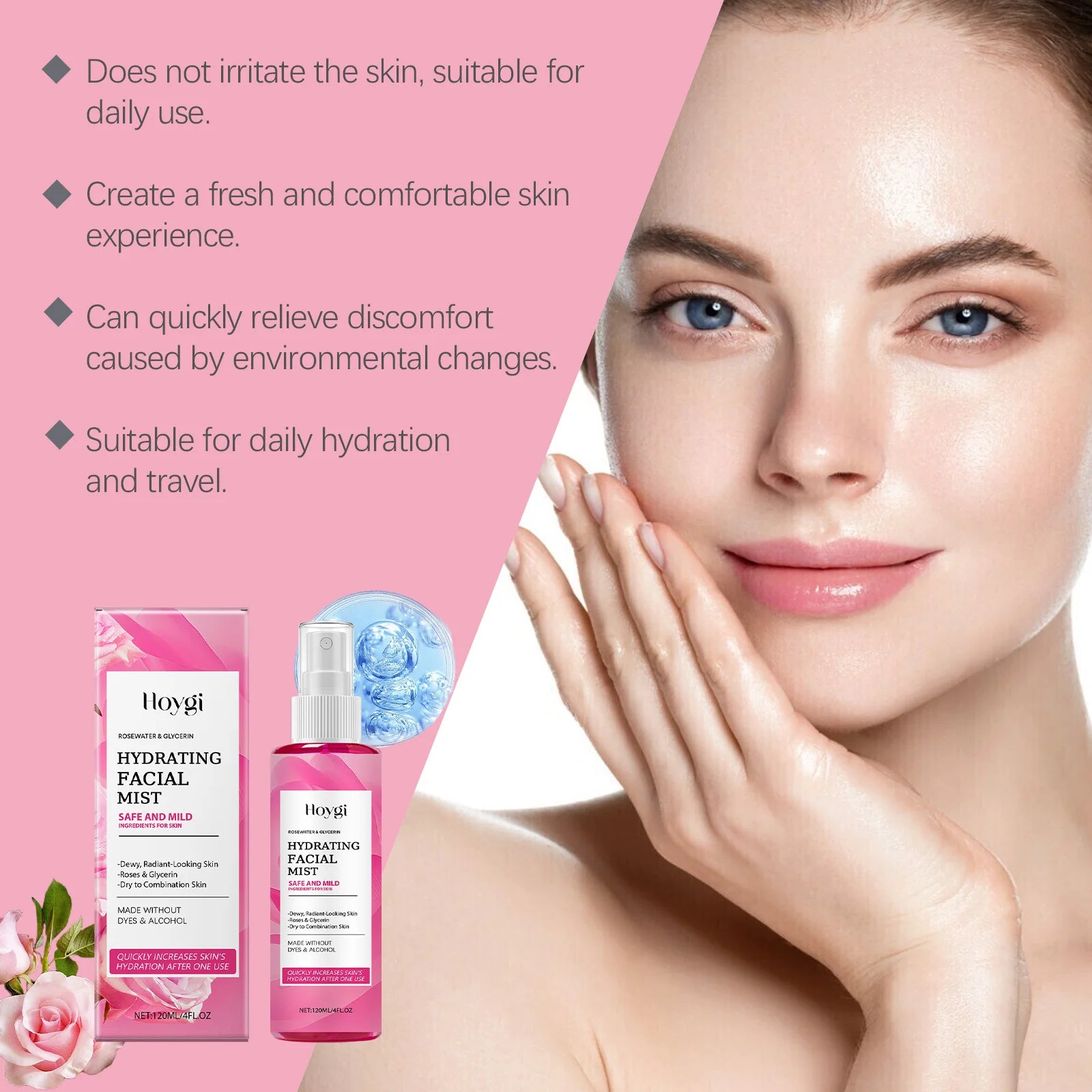 Rose Toner Spray Repair Damaged Skin Shrink Pore Improve Dryness Oil Control Lighten Melasma Pigmentation Vitamin C Face Essence