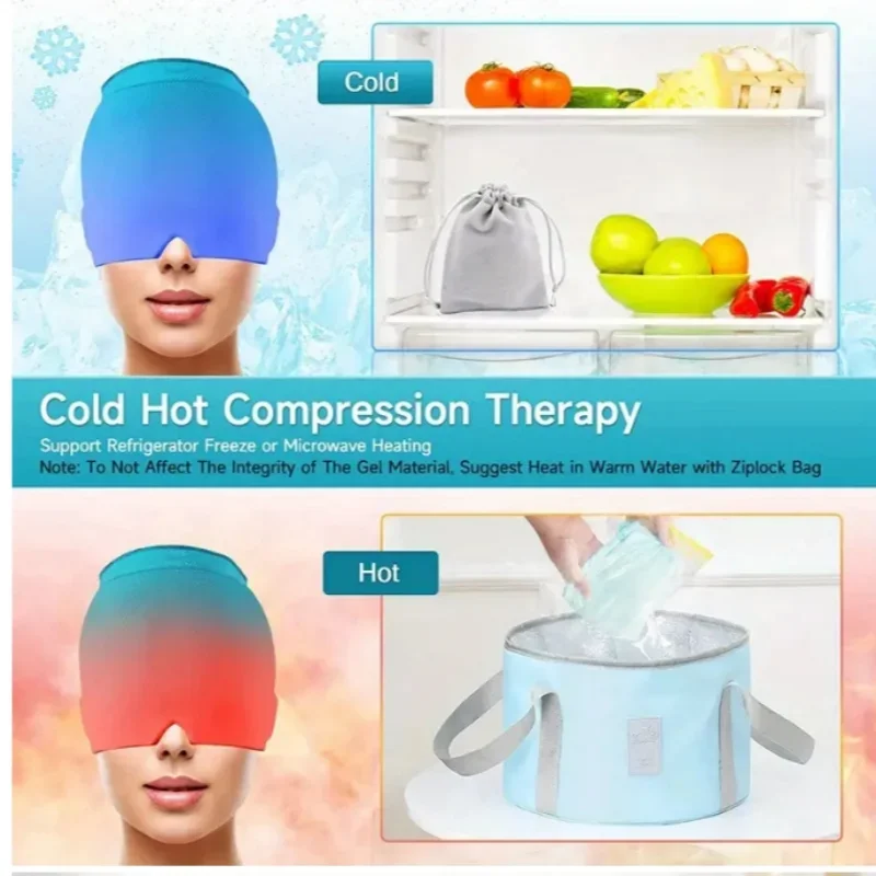 1pcs migraine relief headgear relief cap gel ice cap single layer headgear ice pack headgear relief stretchable compression head