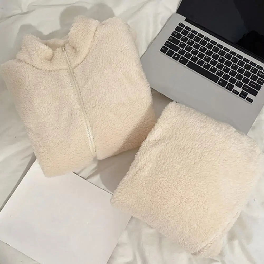 Women Pajama Set Thickened Coral Fleece Pijama Night Suits Warm Plush Pajama Loung Sleepwear Autumn Winter Soft Warm Sleepwear